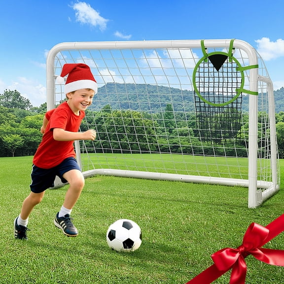 ABORON Soccer Goals for Backyard 6 x 4FT, Foldable Portable Steel Soccer Goal W/Net Youth Adult Football Training Games Outdoor, White