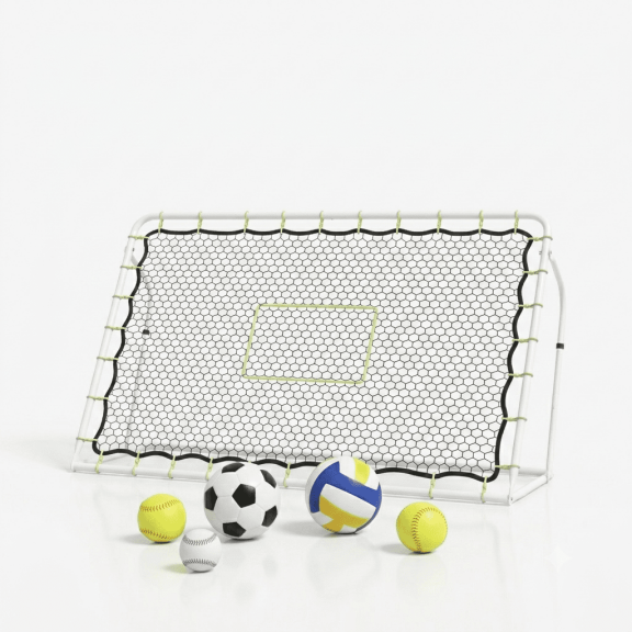 ABORON 6x4 FT Soccer Rebounder Net, 2-in-1 Rebounding Pitchback Net & Soccer Goal, Adjustable Angles and Steel Frame, Rebounder Net for Soccer, Baseball, Volleyball Training and Practice