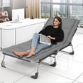 thumbnail image 1 of ABORON Adjustable 4-Position Adults Folding Camping Cot, Reclining Folding Chaise Sleeping Cots with Pillow & Mattress, 1 of 10