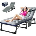 thumbnail image 1 of ABORON Folding Guest Bed,Adjustable 5-Position,Folding Lounge Chair,Folding Bed Cot With 2-Sided Soft Removeable Pad & Side Pocket, 1 of 11
