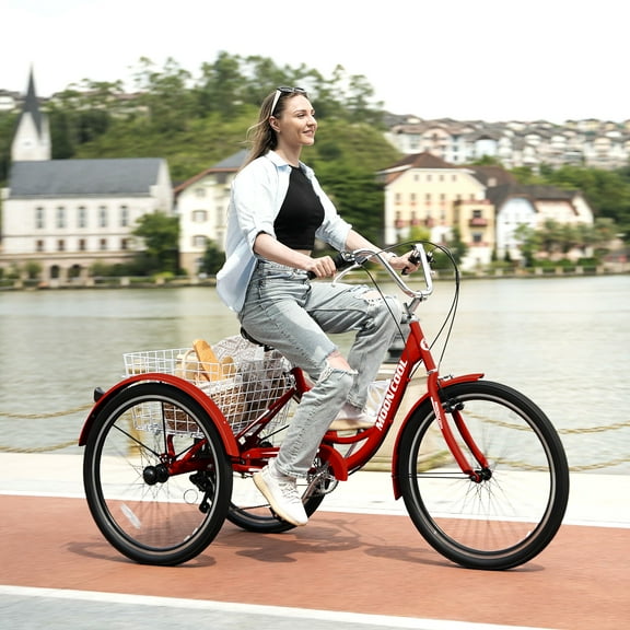 ABORON Adult Tricycles, 3 Wheel Bikes for Adults 24/26 inch 7 Speed Adult Trikes Bicycles Cruise Trike with Shopping Basket for Seniors, Women, Men