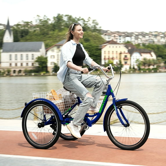 ABORON Adult Tricycles, 3 Wheel Bikes for Adults 24/26 inch 7 Speed Adult Trikes Bicycles Cruise Trike with Shopping Basket for Seniors, Women, Men