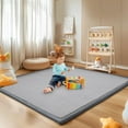 thumbnail image 1 of ABORON Baby Play Mat for Floor, 1.4in Thick Memory Foam Padded Play Mat for Baby, Soft Velvet Infants Toddler Kids Play Mat Non-Slip Bottom, Crawling Baby Rugs for Nursery 60x70in, 1 of 9
