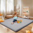 thumbnail image 1 of ABORON Baby Play Mat for Floor, 1.4in Thick Memory Foam Padded Play Mat for Baby, Soft Velvet Infants Toddler Kids Play Mat Non-Slip Bottom, Crawling Baby Rugs for Nursery 80x80in, 1 of 9