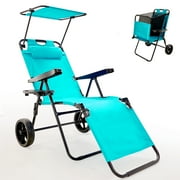 ABORON 2-in-1 Cart Adjustable Canopy Beach Chair with Mesh Basket Mesh Basket