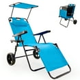 thumbnail image 1 of ABORON Beach Cart Chairs with 8" Wheels, 2 in 1 Heavy Duty Beach Chair with Canopy Shade, Foldable Beach Lounge Chair with Integrated Wagon Pull Cart Combination, Perfect for Backyard, Pool or Picnic, 1 of 8