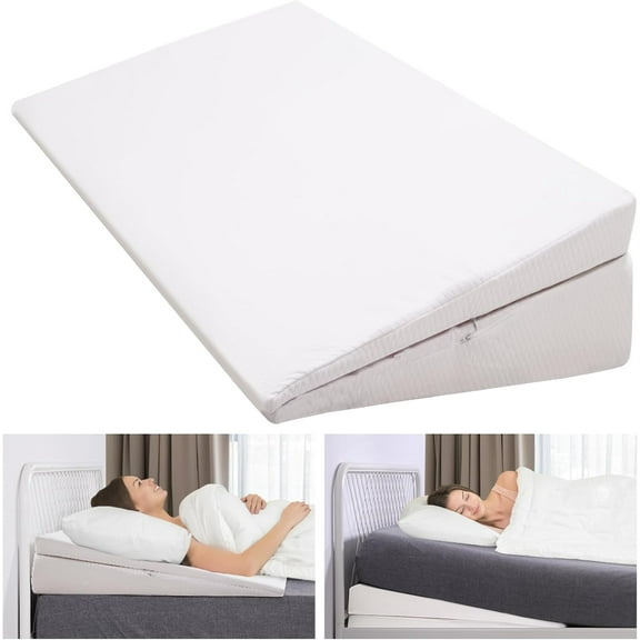 ABORON Bed Wedge Pillow Mattress Topper Adjustable Inclined Mattress Elevator with Washable Cover for Acid Reflux, Neck & Back Pain, Anti-snoring, Headboard Pillow,Queen