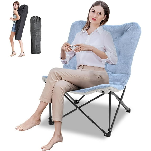 ABORON Camping Chair Folding Lounge Chairs Comfy Saucer Chairs, Folding Chair Sports Chair Outdoor Chair Lawn Chair Living Room Chairs Recliner Chair Reclining Patio Chairs for Indoor Outdoor