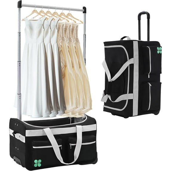 ABORON Dance Bag with Garment Rack, 27" Collapsible Costume Rolling Duffel Bag with Wheels for Competition, Shows, Performances, Travel Duffle Bag Luggage for Women and Men