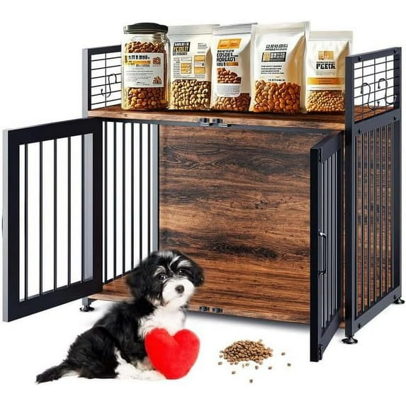 Wooden Dog Crate Furniture for Small/Medium Dog, 33" Heavy Duty Dog Kennel Indoor Modern Furniture Style Dog Crate End Table - Dog Cage Furniture for Dogs Weighing up to 35 lbs
