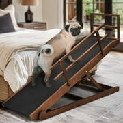 ABORON Folding Dog Ramp for High Bed, 5-level Adjustable Pet Ramp for Bed, Car, Couch, SUV - High Traction Rubber Surface, Load 200 lbs, 62.9" Long for Small & 