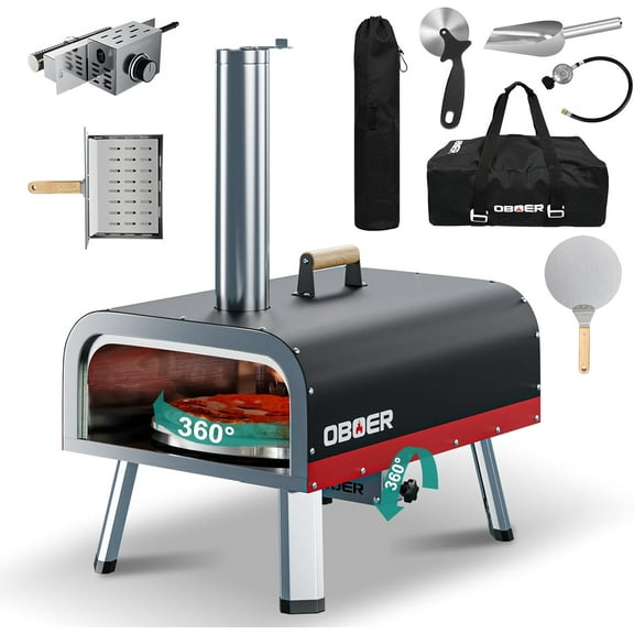 ABORON Dual Fuel Outdoor Pizza Oven, Stainless Steel - Rotatable