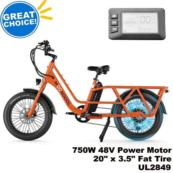 ABORON Electric Bike 7-Speed Cargo Ebike 750W Motor, Fat Tire Electric Bicycle with 48V 20Ah Removable Battery, 75 Mile Range 400LBS Payload Capacity