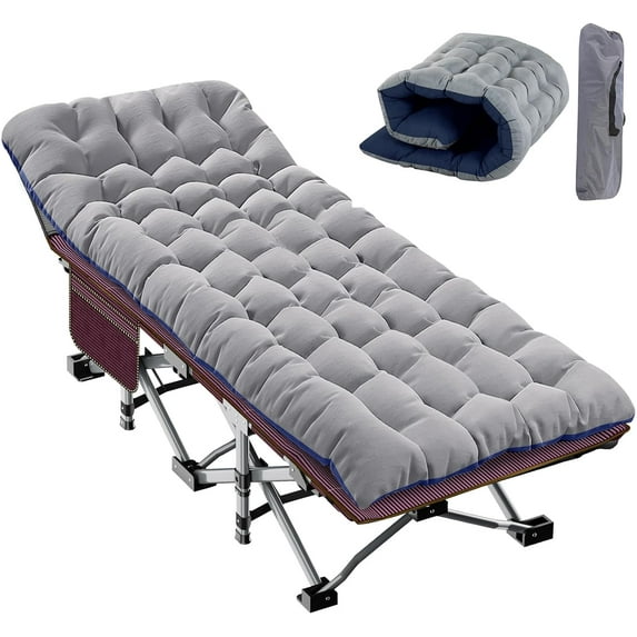 ABORON Folding Camping Cot for Adults & Kids, Folding Guest Bed Cots,Sleeping Cot Folding Bed with 2 Sided Mattress & Carry Bag