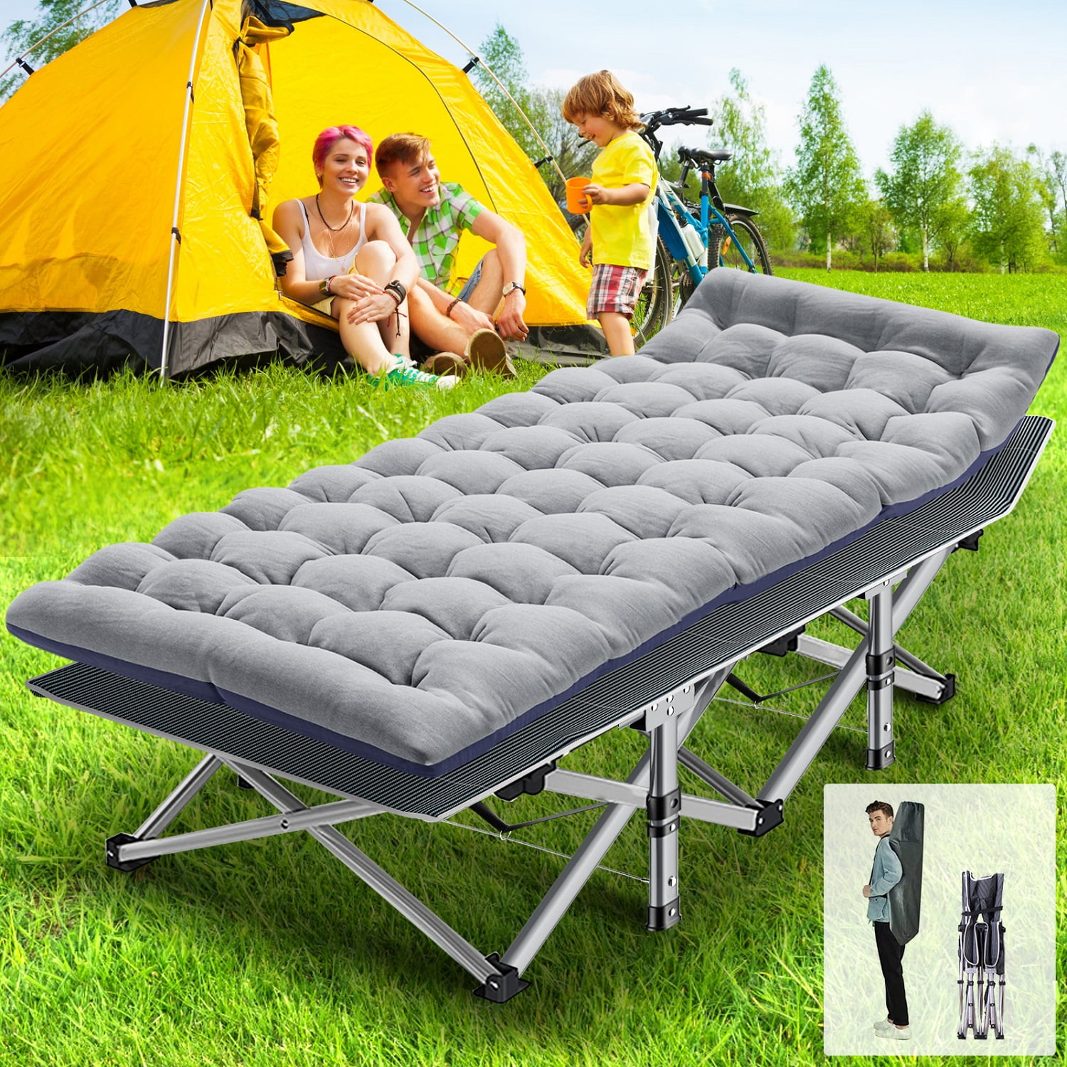 ABORON Folding Camping Cot for Adults with Removeable Mattress & Carry