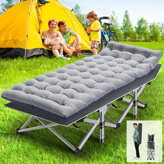 ABORON Folding Camping Cot for Adults with Removeable Mattress & Carry Bag, Heavy Duty 1200D Folding Cots, Folding Sleeping Cots