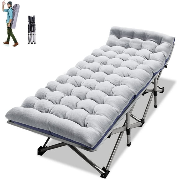 ABORON Folding Camping Cot for Adults with Removeable Mattress & Carry Bag, Heavy Duty 1200D Folding Cots, Folding Sleeping Cots