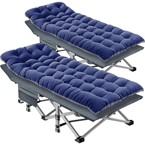 ABORON Folding Camping Cot with 2-Sided Mattress & Carry Bag, 2 Packs Heavy Duty Sleeping Cots, Portable Travel Camp Cots