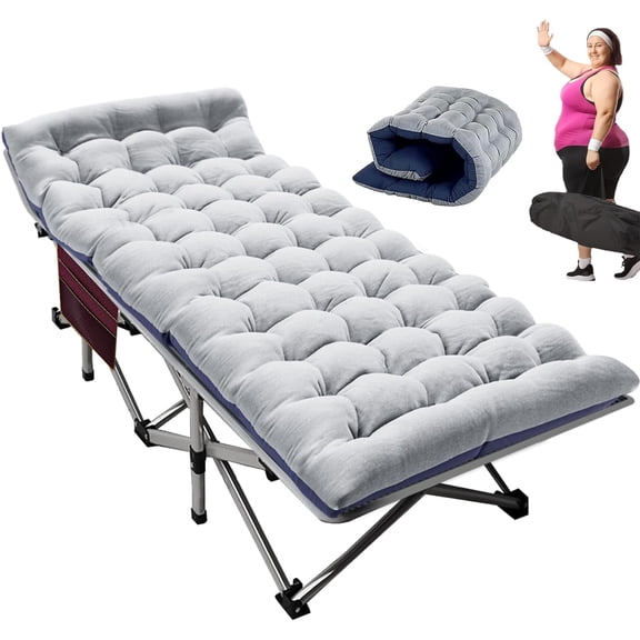 ABORON Camping Cot XL Folding Twin Cot for Outdoor with 2 Sided Cushion & Carry Bag, 28" Wide Foldable Sleeping Cot for Adults, Protable Cots Bed, 900LBS(Max Load)