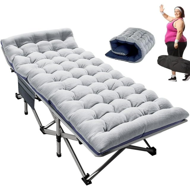 ABORON Folding Camping Cot with 2 Sided Mattress & Carry Bag, Folding Sleeping Cot for Adults