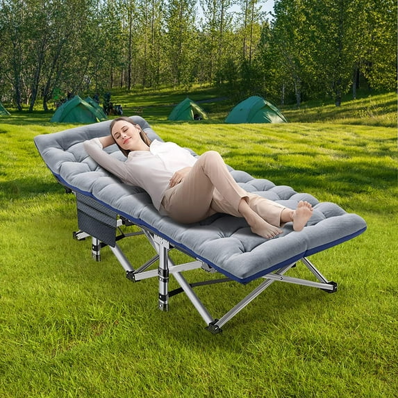 ABORON Folding Camping Cot with 2 Sided Mattress, Heavy Duty Wide Sleeping Cot Guest Bed with Carry Bag for Adults & Kids