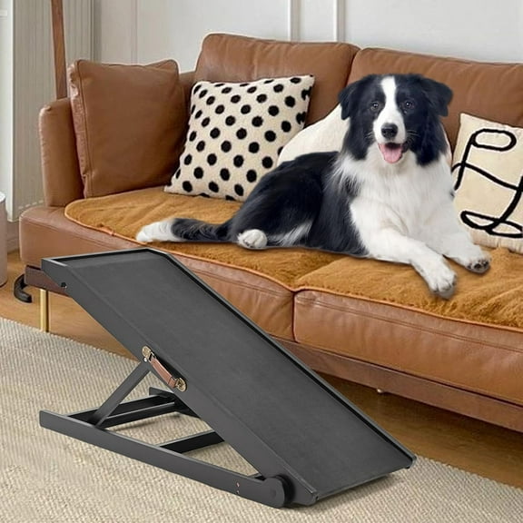 ABORON Folding Dog Ramp for Couch, 4-level Adjustable Pet Ramp for Car, Bed, Sofa, SUV - High Traction Rubber Surface, Load 200 lbs, 39.3" Long for Small & Large Old Dogs & Cats - Furniture Quality