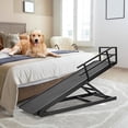 thumbnail image 1 of ABORON Folding Dog Ramp for High Bed, 5-level Adjustable Pet Ramp for Bed, Car, Couch, SUV - High Traction Rubber Surface, Load 200 lbs, 62.9" Long for Small & Large Old Dog & Cat- Furniture Quality, 1 of 8