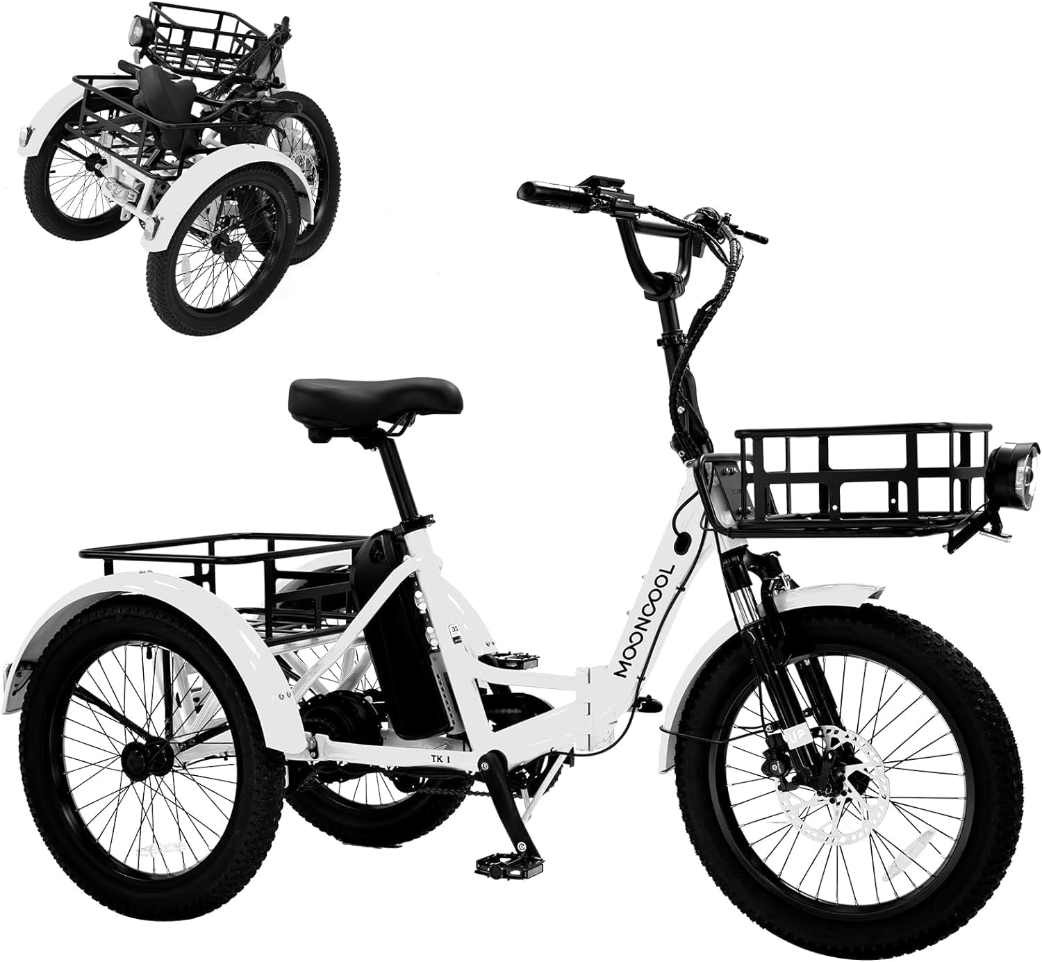 ABORON Folding Electric Tricycle for Adults, 500W 48V Motor 20" Fat