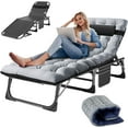 thumbnail image 1 of ABORON Folding Lounge Chair Reclining Chair with 2 Sided Cushion & Headrest, 5-Position Adjustable Outdoor Recliner Sleeping Bed Cot Folding Chaise Lounge Chair, 1 of 10