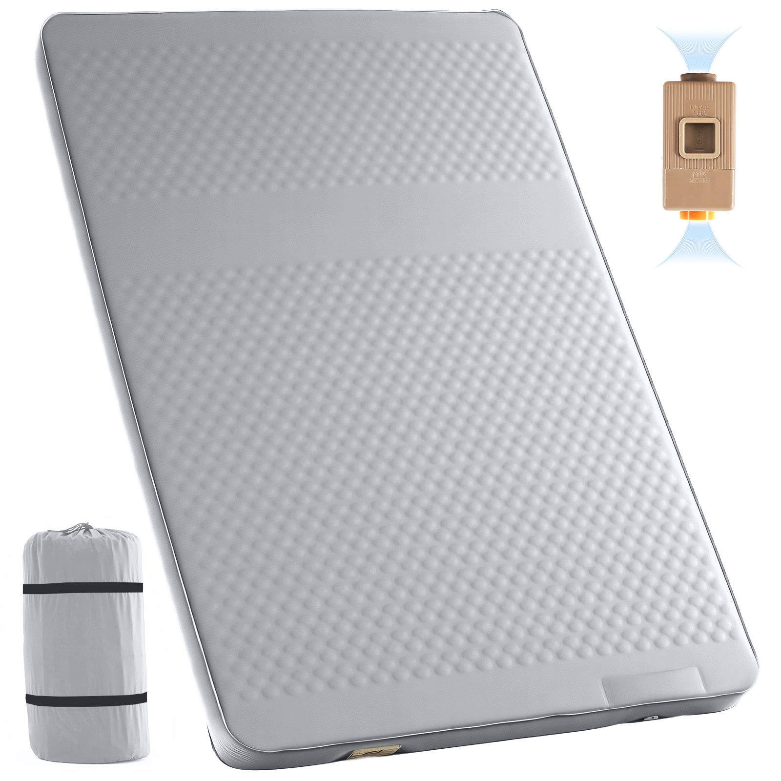 ABORON Full Size Self-Inflating Sleeping Pad, Foam & Air Camping Mattress, 9.5 R-Value Insulated Sleeping Mat with Built-In Pump, Portable All Season Camping Pad for Tent, Car, Cot, Truck Silver Gray