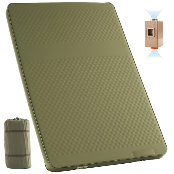 ABORON Full Size Self-Inflating Sleeping Pad, Foam & Air Camping Mattress, 9.5 R-Value Insulated Sleeping Mat with Built-In Pump, Portable All Season Camping Pad for Tent, Car, Cot, Truck Army Green
