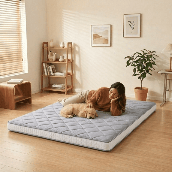 ABORON Folding Futon Mattress, Japanese Tatami Floor Mattress for Adults, Extra Thick Foldable Sleeping Pad Mattress for Floor, Sofa Bed and Camping