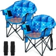 thumbnail image 1 of ABORON Padded Heated Massage Camping Chair 2 Pack, Outdoor Folding Chair with 3 Heat Level & Back Massage, Heated Patio Chair Portable Heavy Duty Arm Chair, Support Up to 400lbs, Battery NOT Included, 1 of 9