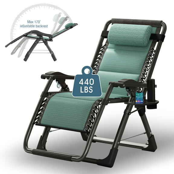 ABORON Ice Silk Zero Gravity Chair, Folding Portable Padded Reclining with Headrest, Lounger Chair for Indoor,Outdoor