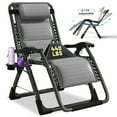thumbnail image 1 of ABORON Ice Silk Zero Gravity Chair, Zero Gravity Lounge Chair with Headrest,Cup Holder,Reclining Patio Folding Lawn Chair,Support 440 LBS, 1 of 10