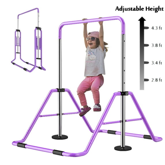 ABORON Indoor Gymnastics Equipment Horizontal Bars for Kids, Folding Gymnastics Bars Adjustable Height Home Training Monkey Bars for Child, Girls, Boys, Max Weight 160 Lbs