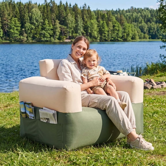 ABORON Inflatable Couch with Built-in Pump, Blow up Sofa for Camping and Outdoor Activities, 440 lbs Heavy Duty Couch, Puncture Resistant Fabric and Multifunctional Air Pump, Portable Inflatable Sofa