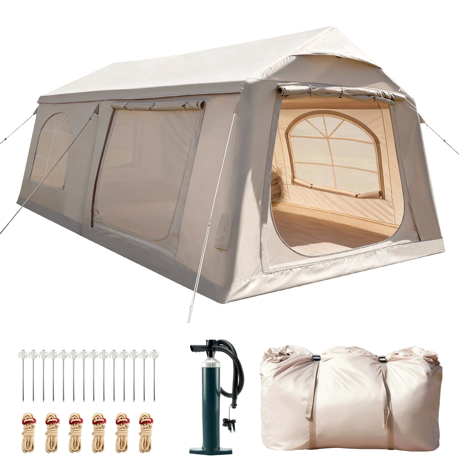 Beige 10-12 Person Tent(13.8ft X 10.5ft X 6.9ft)