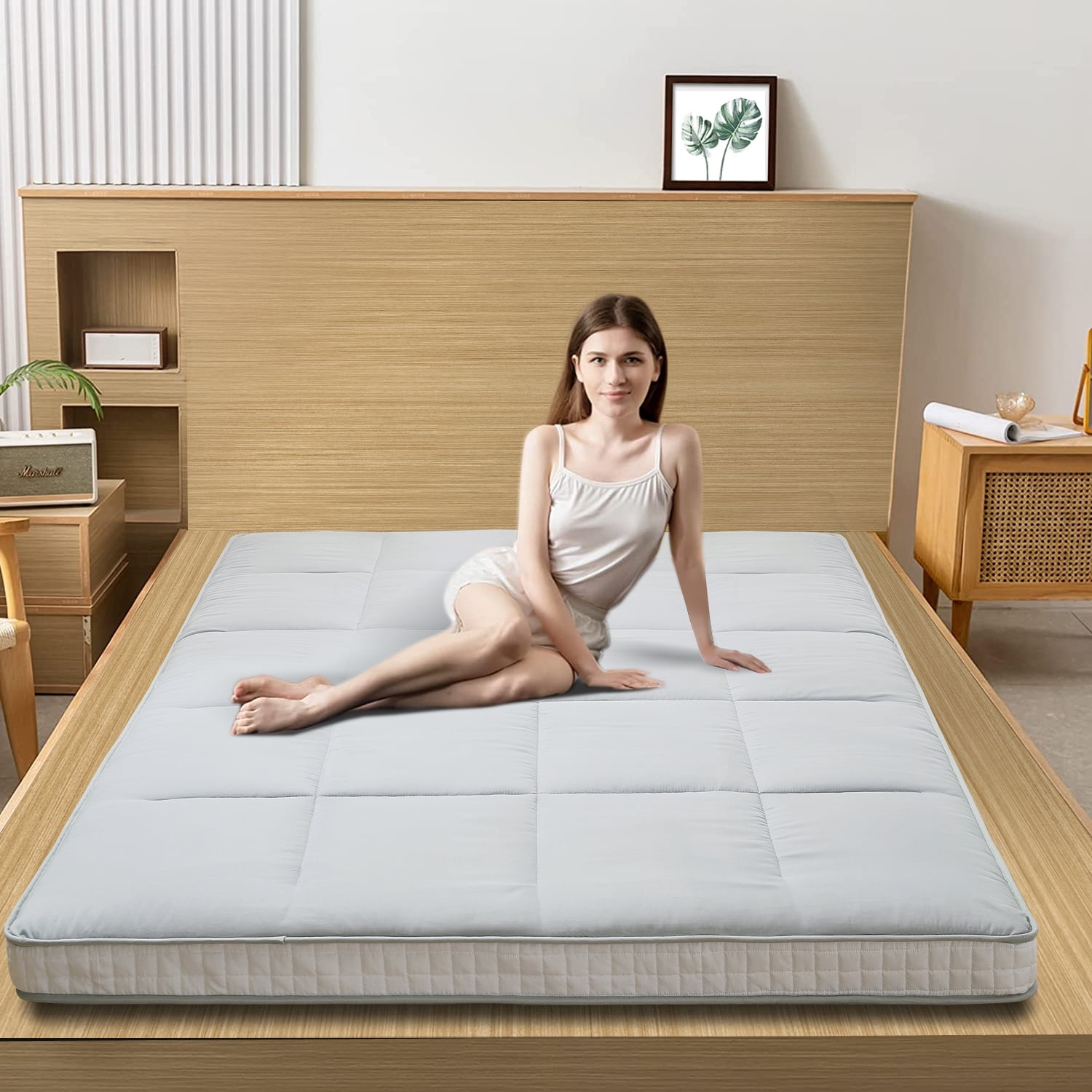 Extra Thick Futon Floor Mattress, Padded Japanese Folding Roll Up