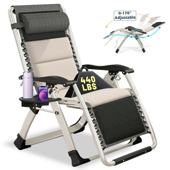 ABORON Living Room Chairs, Folding Zero Gravity Chair , Folding Lounge Chair Reclining Patio Chairs for Indoor Outdoor