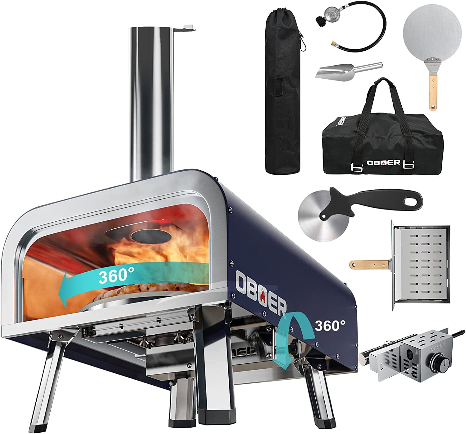 ABORON Outdoor Stainless Steel Pizza Oven ,13" MultiFuel Side