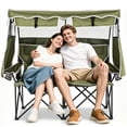 thumbnail image 1 of ABORON Oversized Loveseat Camping Chair for Two with UPF 50+ Canopy Sun Shade, Portable Folding Canopy Camping Chair with Cup Holder & Side Pocket, Double Camping Chair for Outdoor Beach Lawn Picnic, 1 of 7