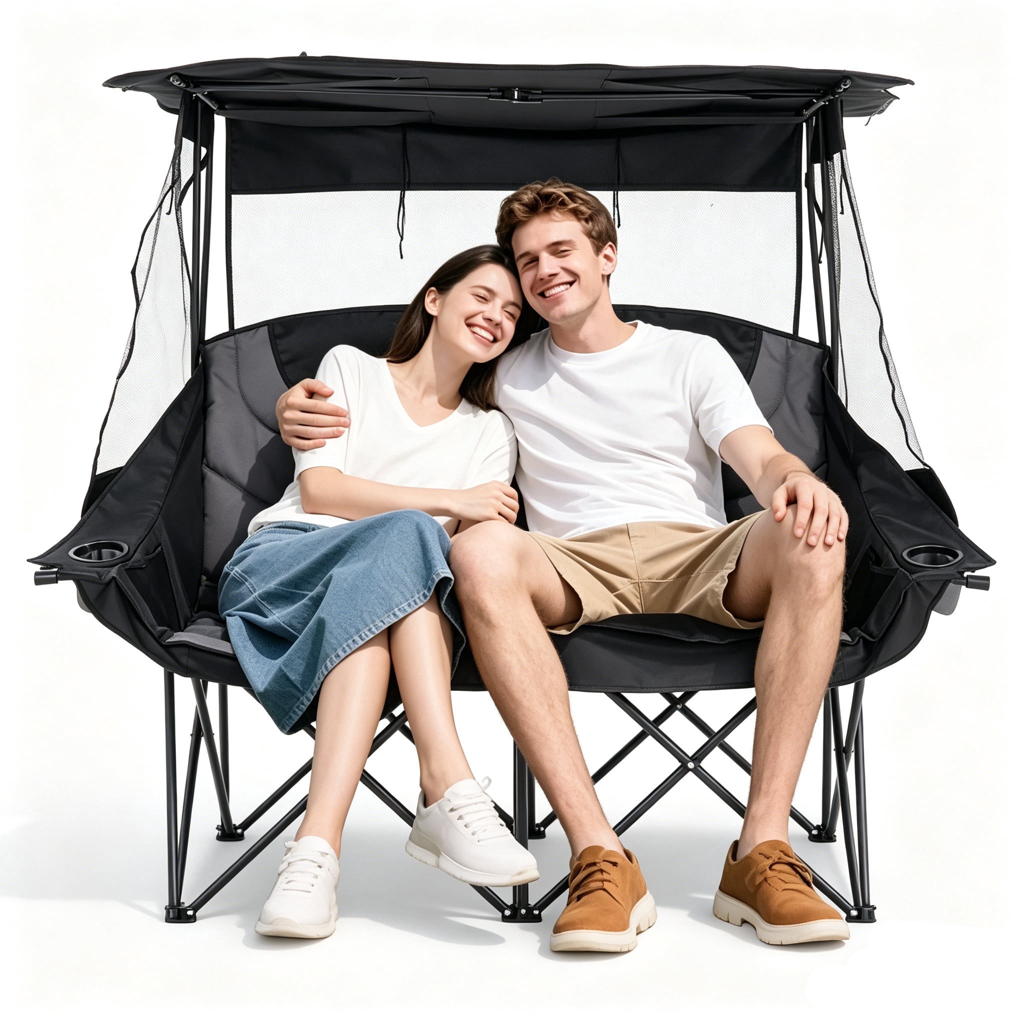ABORON Oversized Double Camping Chair with Canopy Shade, 39