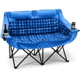 thumbnail image 1 of Double Camping Chair for Adults, Outdoor Heavy Duty Folding Loveseat for 2 Person, Oversized Padded Camping Chairs for Large Adults with Cup Holders and Carrying Bag, Portable Double Camp Chair Blue, 1 of 8
