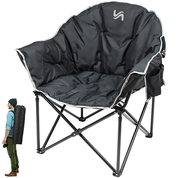 ABORON Oversized Folding Camping Chair, Portable Oversize Camping Chairs for Adults, Fully Padded Folding Chairs Outdoor Sports, Lawn Chair Patio Lounge Chairs 500 LBS Capacity