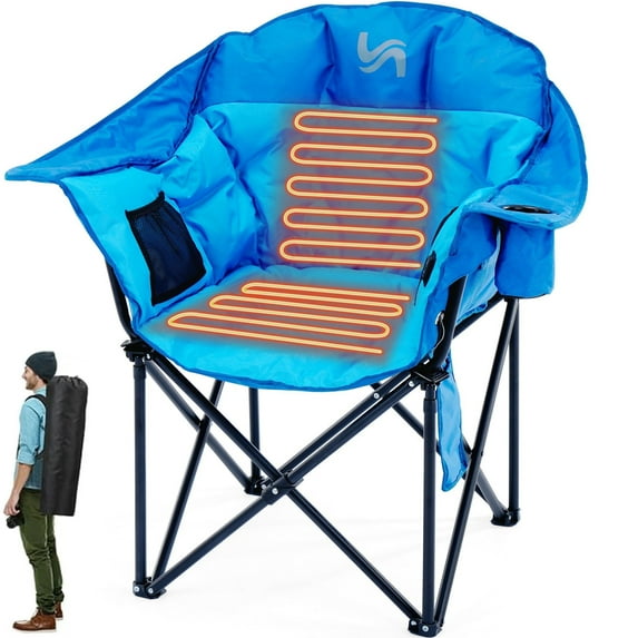 ABORON Heated Camping Chair Folding Chair, Outdoor Portable Heated Folding Chairs, Patio Lounge Chairs with 3 Heat Levels, Heating Chair for Outdoor Sports, Camping