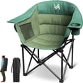 thumbnail image 1 of ABORON Camping Chair for Adults, Outdoor Heavy Duty Folding Chair with Cup Holder and Pockets, Portable Camping Chairs for Outside Sports, Picnic, Beach, Fishing, Patio, Supports 450 lbs - Green, 1 of 7