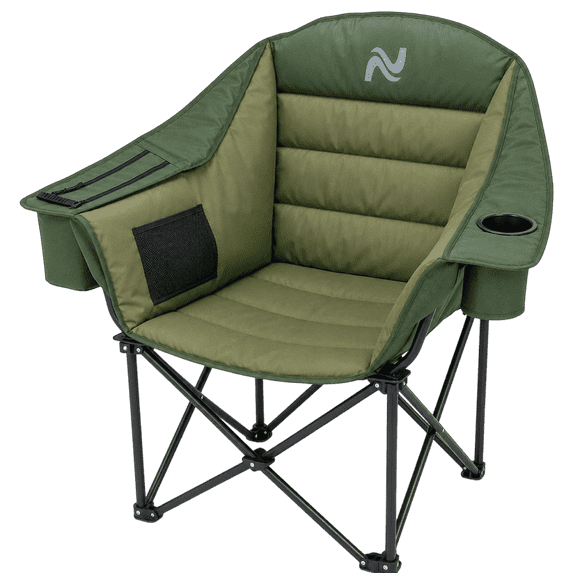 ABORON Oversized Camping Chair for Adults, Portable Folding Chairs with Ice Bag and Cup Holder, Padded Moon Chair for Outdoor, Camping, Picnic, Lawn and Tailgates, Supprts up to 500 lbs - Lime