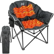 ABORON Oversized Heated Camping Chair, Portable Folding Outdoor Camping Chairs with 3 Heat Levels, Heavy Duty Camping Chairs with Side Pocket, Carry Bag for Adults Fishing, Sports, Trip, up to 500lbs