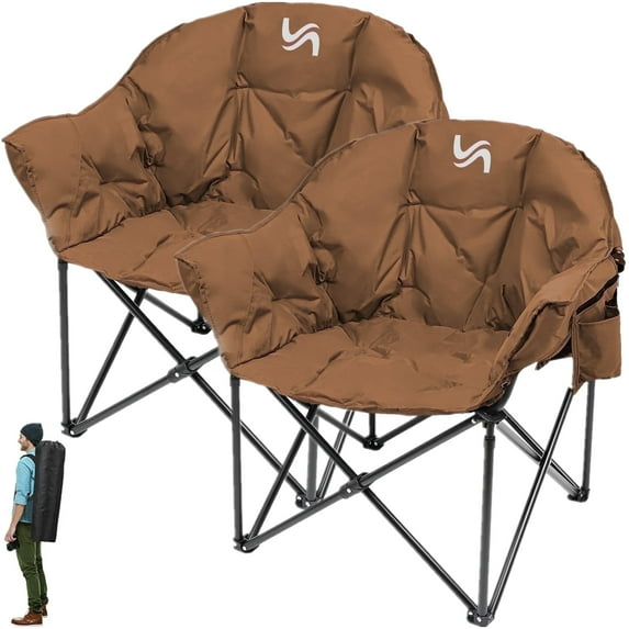ABORON Oversized Folding Camping Chair, 2-Pack Portable Oversize Camping Chairs for Adults, Fully Padded Folding Chairs Outdoor Sports, Lawn Chair Patio Lounge Chairs 500 LBS Capacity